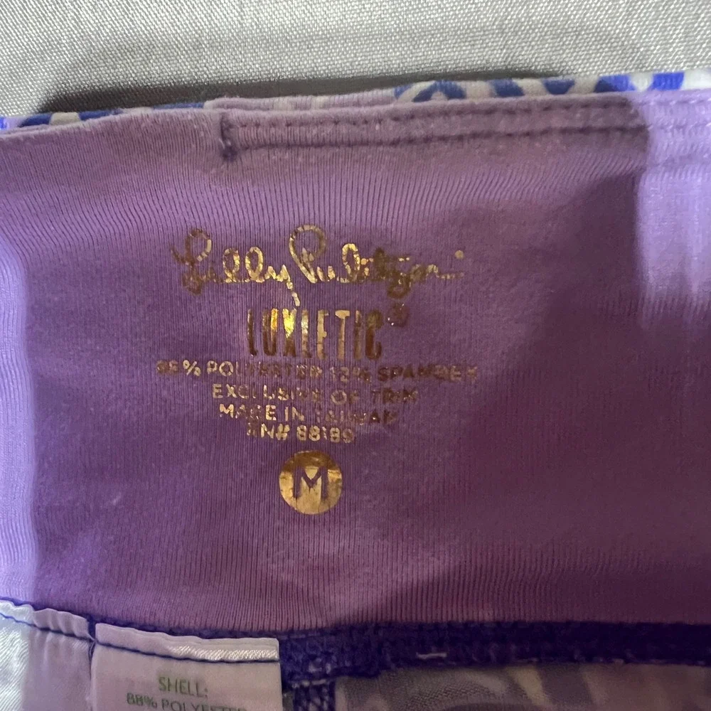 Lilly Pulitzer Luxletic Purple Pineapple Print Cropped Leggings Womens Medium